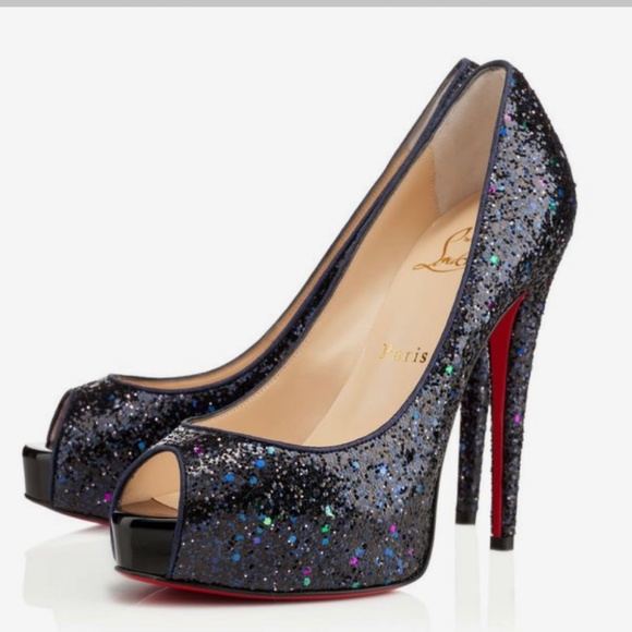 Christian Louboutin Black Glitter Heels - Picture 1 of 10